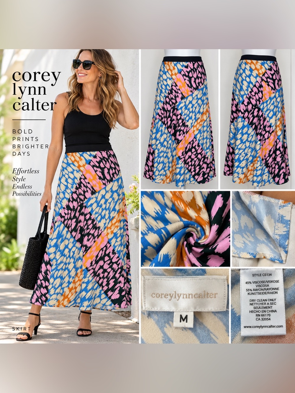 Corey Lynn Calter Abstract Print Midi Skirt Size M